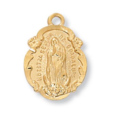 Gold Plated Silver Our Lady of Guadalupe Pendant 18in Necklace Chain - 735365182374 - J1821GU