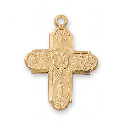 Gold Plated Sterling Silver 4-way Cross 18in Necklace Chain - 735365181964 - J2210S