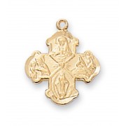 Gold Plated Silver Baby 4 Way Cross w/13 inch Necklace Chain
