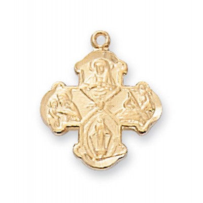 Gold Over Sterling Silver Baby 4way Medal 13" Chain - 735365506460 - J28BT