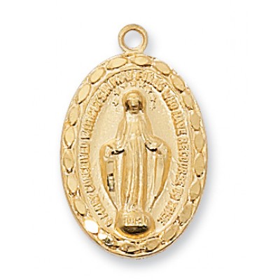 Gold Plated Sterling Silver 14/16 inch Miraculous Medal 18 Chain - 735365433834 - J2MI