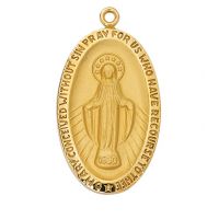 Gold Plated Sterling Silver Miraculous Medal 24in Necklace Chain