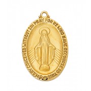 Gold Plated Sterling Silver Miraculous Medal 24 inch Necklace Chain
