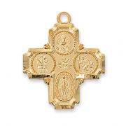 Gold Plated Sterling Silver 4-way Cross 20in Necklace Chain