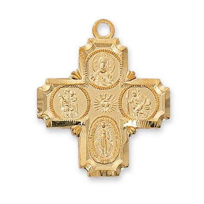 Gold Plated Sterling Silver 4-way Cross 20in Necklace Chain - 735365182022 - J398