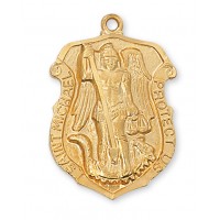 Gold Plated Sterling Silver Saint Michael 24 inch Necklace Chain