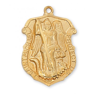 Gold Plated Sterling Silver Saint Michael 24 inch Necklace Chain - 735365182138 - J414