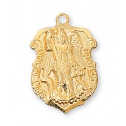 Gold Plated Sterling Silver Saint Michael 18 inch Necklace Chain