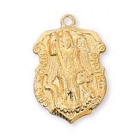 Gold Plated Sterling Silver Saint Michael 18 inch Necklace Chain