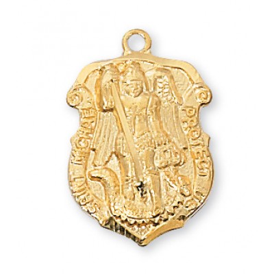 Gold Plated Sterling Silver Saint Michael 18 inch Necklace Chain - 735365182091 - J425