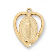 Gold Plated Sterling Silver Miraculous Medal w/18in Chain