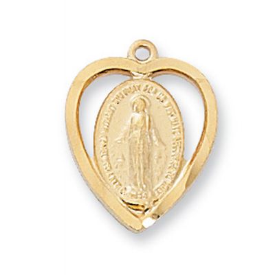 Gold Plated Sterling Silver Miraculous Medal w/18in Chain - 735365181605 - J426MI