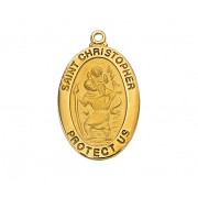 Gold Plated Sterling Silver Saint Christopher w/20 inch Chain