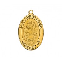Gold Plated Sterling Silver Saint Christopher w/20 inch Chain