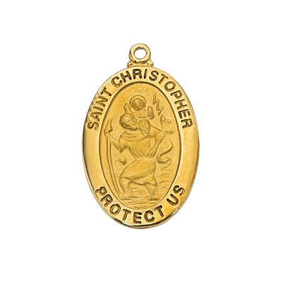 Gold Plated Sterling Silver Saint Christopher w/20 inch Chain - 735365181827 - J461CH
