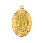 Gold Plated Sterling Silver Saint Michael 20 inch Necklace Chain