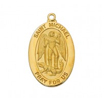 Gold Plated Sterling Silver Saint Michael 20 inch Necklace Chain