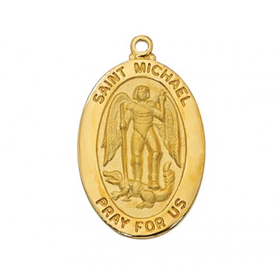 Gold Plated Sterling Silver Saint Michael 20 inch Necklace Chain - 735365182107 - J461MK