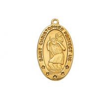 Gold Plated Sterling Silver Saint Christopher 18in Necklace Chain