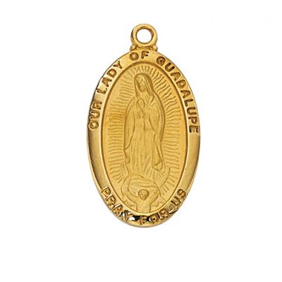 Gold Plated Sterling Silver Our Lady Of Guadalupe 18 inch Chain - 735365567669 - J500GU