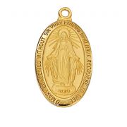 Gold Plated Sterling Silver Miraculous Medal w/18in. Chain
