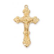 Gold Plated Sterling Silver 1 inch Crucifix 18 inch Necklace Chain