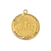 Gold Plated Sterling Silver Saint Michael 18 inch Necklace Chain