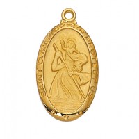 Gold Plated Sterling Silver Saint Chris 24 inch Necklace Chain & Box