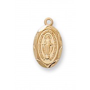 Gold Over Silver Baby Oval Miraculous Pendant/13" Chain