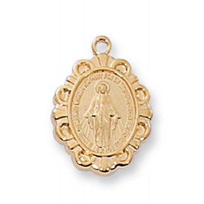 Gold Plated Sterling Silver Miraculous Medal 13 inch Necklace Chain - 735365604500 - J588BT