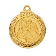 Gold Plated Sterling Saint Christopher 20 Inch Necklace Chain/Gift Box