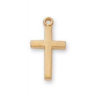 Gold Over Sterling Silver Baby Cross/13" Chain & Gift Box