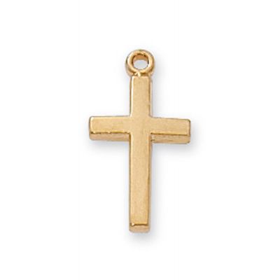Gold Over Sterling Silver Baby Cross/13" Chain & Gift Box - 735365578757 - J6099B