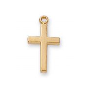 Gold Over Sterling Silver Baby Cross 13in. Chain & Gift Box