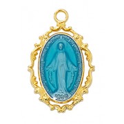 Gold Over Sterling Miraculous Blue Pendant/16in. Chain