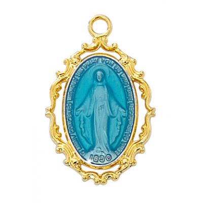 Gold Over Sterling Miraculous Blue Pendant/16in. Chain - 735365518951 - J635