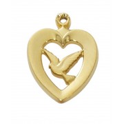 Gold Plated Sterling Silver Heart w/Dove, 18 inch Chain & Gift Box