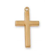 Gold Plated Silver 3/4 inch Cross 18 inch Necklace