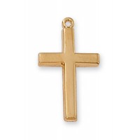 Gold Plated Silver 3/4 inch Cross 18 inch Necklace