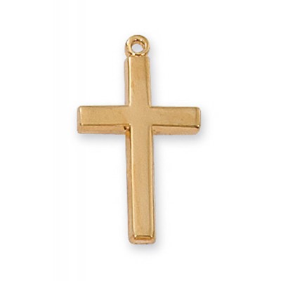 Gold Plated Silver 3/4 inch Cross 18 inch Necklace - 735365182695 - J7001