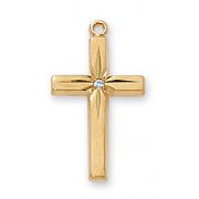 Gold Plated Sterling Cubic Zirconia Cross 18 inch Necklace Chain