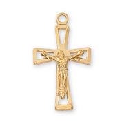 Gold Plated Sterling Silver Crucifix 18 inch Necklace