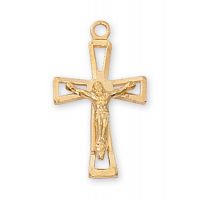 Gold Plated Sterling Silver Crucifix 18 inch Necklace