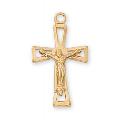 Gold Plated Sterling Silver Crucifix 18 inch Necklace - 735365183401 - J7005