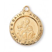 Gold Plated Sterling Saint Anne 18 inch Necklace Chain & Box