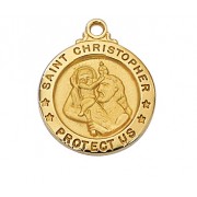 Gold Plated Sterling Saint Christopher 18 inch Necklace Chain