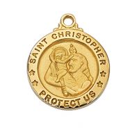 Gold Plated Sterling Saint Christopher 18 inch Necklace Chain