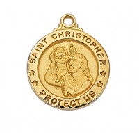 Gold Plated Sterling Saint Christopher 18 inch Necklace Chain
