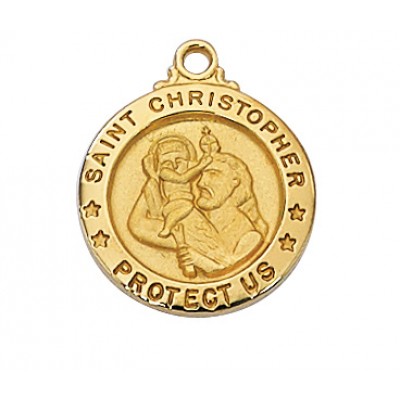Gold Plated Sterling Saint Christopher 18 inch Necklace Chain - 735365490455 - J700CH