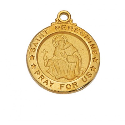 Gold Over Sterling Silver Saint Peregrine 18" Gold Plated Chain - 735365488957 - J700PE
